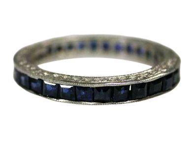 Vintage Style Sapphire Eternity Platinum Band