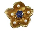 Sapphire Floral Brooch