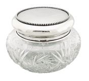 Sterling Silver & Cut Crystal Dresser Jar