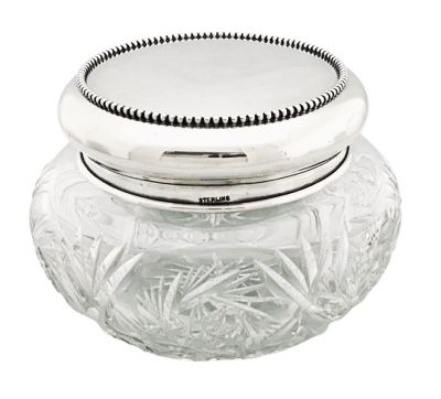 Sterling Silver & Cut Crystal Dresser Jar