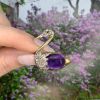 Vintage 11.23ct Cabochon Amethyst Diamond Ruby Swan 14kt Brooch
