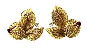 Tiffany & Co. Diamond and Ruby Floral Earrings