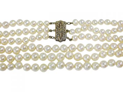 Modern Triple Strand Freshwater Pearl Necklace