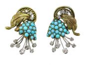 Vintage Turquoise and Diamond Earrings