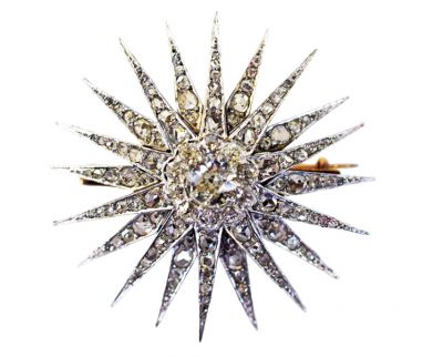 Victorian Diamond Starburst Brooch