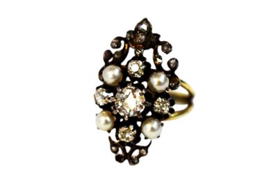 Victorian Diamond and Pearl Ring