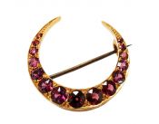 Victorian Garnet Crescent Brooch