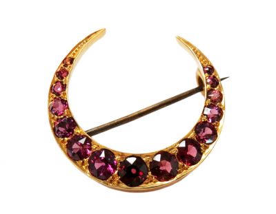 Victorian Garnet Crescent Brooch