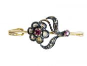 Victorian Ruby and Diamond Floral Brooch