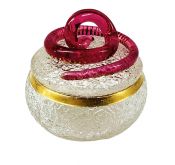 Victorian Crackle Glass / Cranberry Serpent Dresser Jar