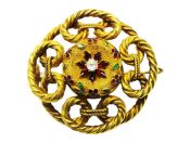 Victorian Diamond and Enamel Floral Brooch