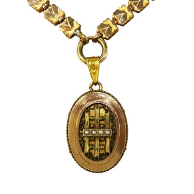 Victorian Locket With Seed Pearls & Original Chain