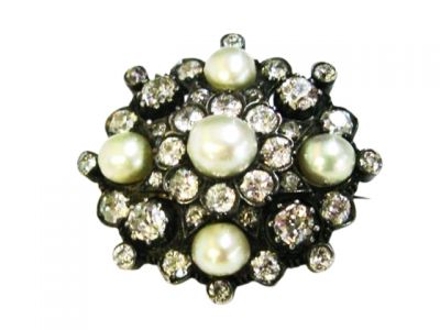 Victorian Pearl and Diamond Brooch