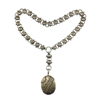 Victorian Sterling Silver Locket with Handmade Bookchain
