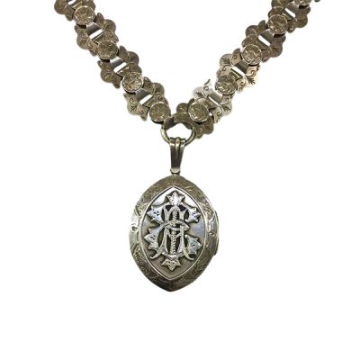 Victorian Sterling Silver Locket with Handmade Bookchain