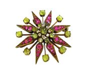 Victorian Multi Gemstone Starburst 9kt Brooch Pendant