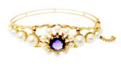 Vintage Amethyst and Pearl Bracelet