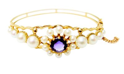 Vintage Amethyst and Pearl Bracelet