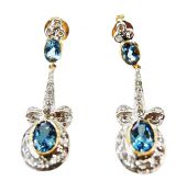Vintage Aquamarine and Diamond Drop Earrings