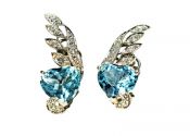 Vintage 14.34ct Aquamarine and Diamond Platinum Earrings