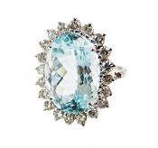 Vintage Aquamarine and Diamond Ring