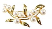 Vintage Birks Cultured Pearl Floral Brooch