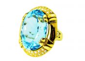 Vintage Blue Topaz and Diamond Ring