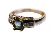 Vintage Blue Tourmaline and Diamond Ring