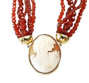 Vintage Cameo and Carnelian Necklace