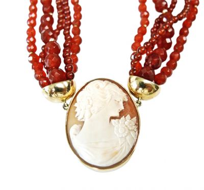 Vintage Cameo and Carnelian Necklace