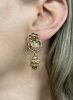 Vintage Citrine and Coral Drop 18kt Earrings