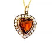 Vintage Citrine and Pearl Heart Pendant