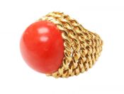 Vintage Coral Solitaire Ring