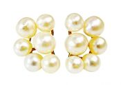 Vintage Cultured Pearl Cluster 14kt Earrings