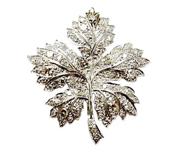 Vintage Diamond Maple Leaf Brooch