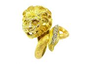 Vintage Diamond and Sapphire Lion Ring