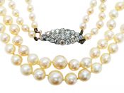 Vintage Double Strand Graduated Cultured Pearl Necklace