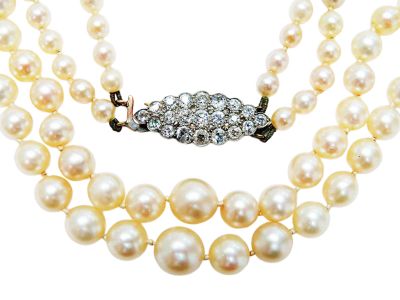 Vintage Double Strand Graduated Cultured Pearl Necklace