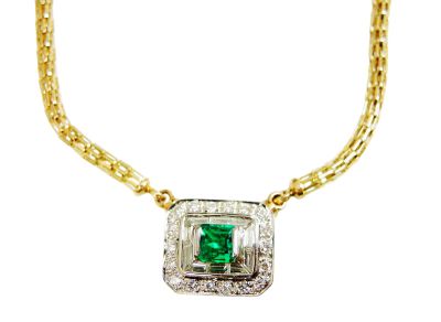 Vintage Emerald and Diamond Necklace