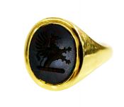 Vintage Griffin Rampant Bloodstone Intaglio Ring
