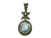 Vintage Inspired Aquamarine and Diamond Pendant