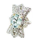 Vintage Aquamarine and Diamond Ring