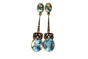 Vintage Inspired Blue Topaz and Diamond Earrings