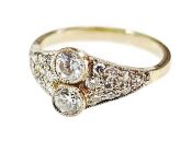 Vintage Inspired Diamond Toi et Moi Ring