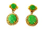 Vintage Jade and Diamond Drop Earrings