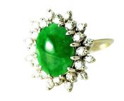 Vintage Jadeite and Diamond Ring
