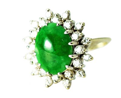 Vintage Jadeite and Diamond Ring