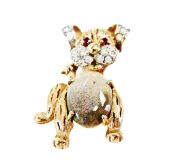 Vintage Opal Diamond Ruby Puppy Dog Brooch