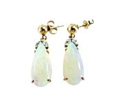 Vintage Opal and Diamond Drop Earrings
