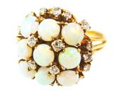 Vintage Opal and Diamond Ring